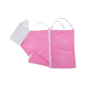 Bolsa de malla rosa para aseo de gatos, ideal para el baño y el corte de sus uñas