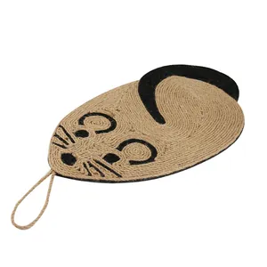 Tapis à gratter durable en sisal naturel en forme de souris pour l'entretien des griffes du chat