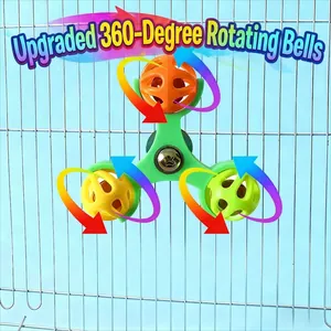 360-Grad drehendes Papageien-Windradspielzeug mit bunten Glockenbällen für den Käfig