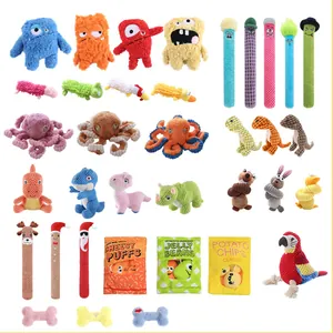 Comprehensive collection of durable plush squeaky dog chew toys in colorful fun shapes