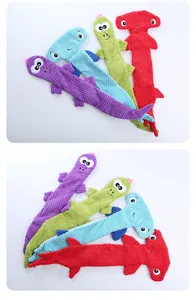 Jouets en peluche pour chiens en forme de lézard en velours de maïs multicolores