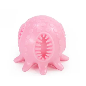 Jouet sonore en forme de pieuvre rose en TPR pour chien, idéal pour mâcher et nettoyer les dents.