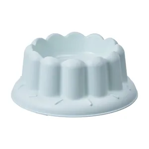 Elevated light blue pet bowl with scalloped design for cervical spine protection