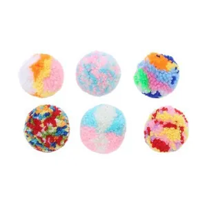 Set of 6 colorful plush pom-pom pet toys for cats in Macaron and Christmas colors