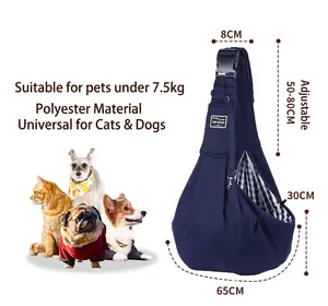 Adjustable pet sling carrier for cats and small dogs with dimension details