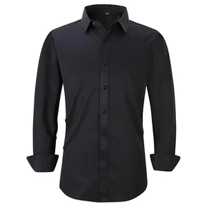 Herren Business Casual Langarm Hemd Slim Fit Große Größen Einfarbig Streifen Gitter Button-Down Hemd Top