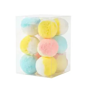 Silent plush cat toy balls set in clear box, colorful macaron pet toy