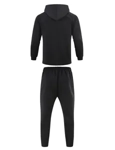 Back view of black men's casual sports hoodie and pants set for fitness and running