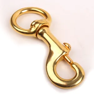 Professional grade durable brass swivel snap hook for pet leash hardware with gold finish
