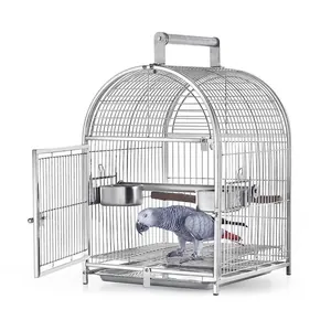 Cage de transport portable en acier inoxydable 304 pour perroquets avec perchoir