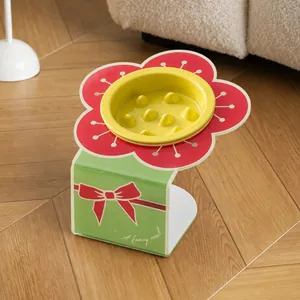 Bloemvormige anti-schrokbak voor huisdieren met een decoratieve acryl standaard voor katten