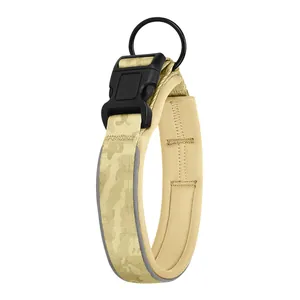 Collier tactique réfléchissant pour chien camouflage avec boucle noire robuste