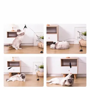 Jouet interactif pour chat avec ventouse et plume pour s'amuser seul toute la journée.