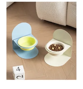 Support de bol magnétique réglable pour animaux avec bol en céramique dans un décor