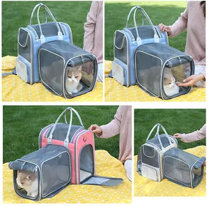 Mochila para mascotas extensible de gran capacidad en tela Oxford para gatos y perros