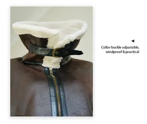 Detailansicht des verstellbaren Schnallenkragens der Vintage-Wildlederjacke