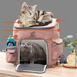 Mochila Transportín para Gatos Plegable de Gran Capacidad Tela Oxford Malla Transpirable Bolsa de Viaje para Mascotas Exterior