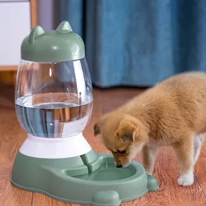 Automatic pet waterer and feeder with cute cat ear lid for small dogs and cats