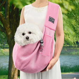 Bolsa de transporte rosa de malla transpirable para perros pequeños y gatos viaje