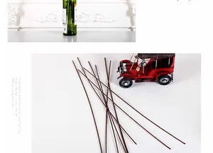 Detailed view of long brown florist wire rods for flower arrangements