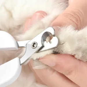 Professional white pet nail clippers grooming small cat claws with sharp stainless steel blade
