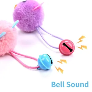 Jouets adorables pour chats en peluche avec cordes élastiques et clochettes intégrées