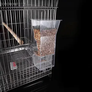 Large capacity automatic bird feeder for cages with transparent grain dispenser design