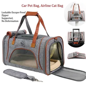 Trasportino per Animali Traspirante Pieghevole per Gatti Cani Piccoli Borsa da Viaggio Portatile in Tessuto Oxford a Tracolla