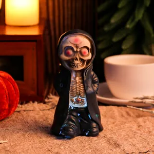 Halloween standing skeleton figurine resin grim reaper decor for home