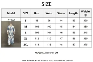 Guide des tailles pour une robe longue bohème à fleurs avec manches longues et un col