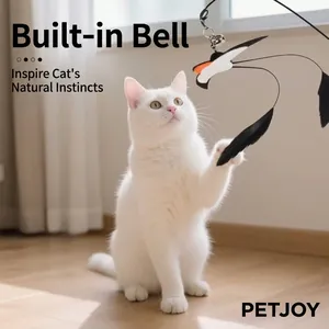 Interactive cat feather teaser toy with bird shape and bell for playful cats