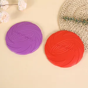 Langlebige Hundefrisbees aus Silikon in Lila und Rot für interaktives Tiertraining