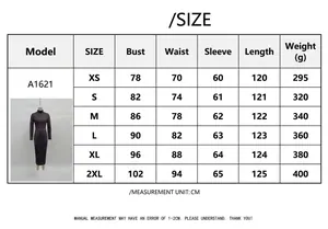 Size chart for long-sleeved slim fit base dress with bust and waist measurements in cm