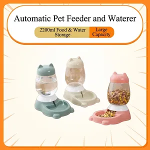 2200ml large capacity automatic pet feeder and waterer set for cats and dogs in three colors