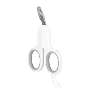 Professional white pet nail clipper with stainless steel blade for cats grooming
