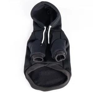 Warm black hooded pet sweatshirt for small dogs and cats with cozy fleece lining