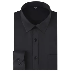 Elegantes klassisches einfarbiges schwarzes Langarm-Herrenhemd für Business Anlässe