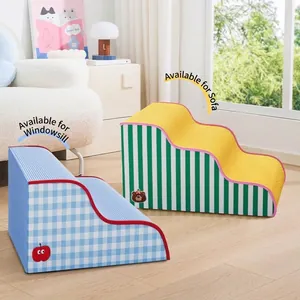 Multi-step foam pet stairs for small dogs and cats to safely climb onto sofa and bed