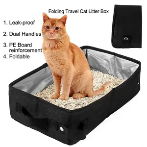 Bac à litière pliable étanche pour chat avec poignées et structure de support en PE