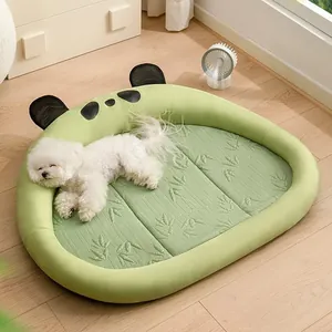 Summer Pet Cooling Bed Panda Style Breathable Dog Cat Sofa Bed Mat For Small Medium Dogs Comfortable Ice Silk Pet Nest