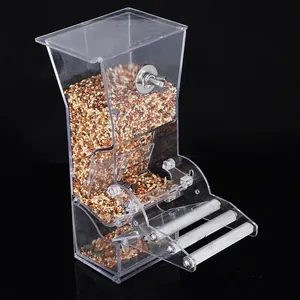 Transparent acrylic automatic bird feeder for cages with large capacity seed dispenser