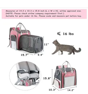 Mochila para mascotas expandible dimensiones 14x10x15 pulgadas aprobada para avión