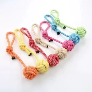 Colorful hand-woven cotton rope dog chew toys for small dogs teeth cleaning and play