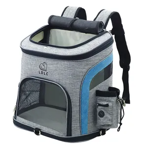Large XL breathable pet carrier backpack for dogs and cats with mesh ventilation windows