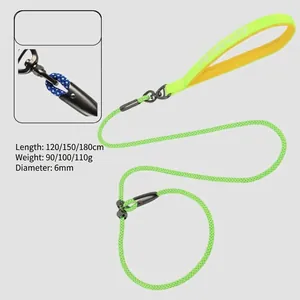 Fluoreszierende grüne P-Leine für Hunde mit robustem Wirbelkarabiner aus Zinklegierung.