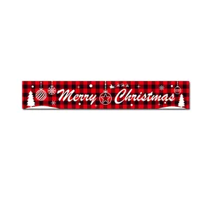 Red and black buffalo plaid Merry Christmas banner for festive holiday party decoration
