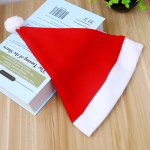 Cappello di Babbo Natale in peluche rosso e bianco per bambini decorazione su legno