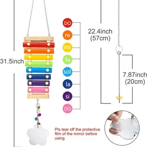 Dimensioni dettagliate dello xilofono colorato per galline con campana e specchio