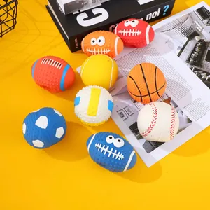 Pet Squeaky Latex Dog Toy Ball Elastic Massage Football Basketball Rugby Multi-Sport Shapes Durable Interactive Chewing Sounding Ball For Small Medium Dogs