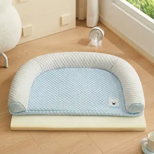 Canapé lit bleu pour animaux avec base en mousse amovible pour petits cani et chats